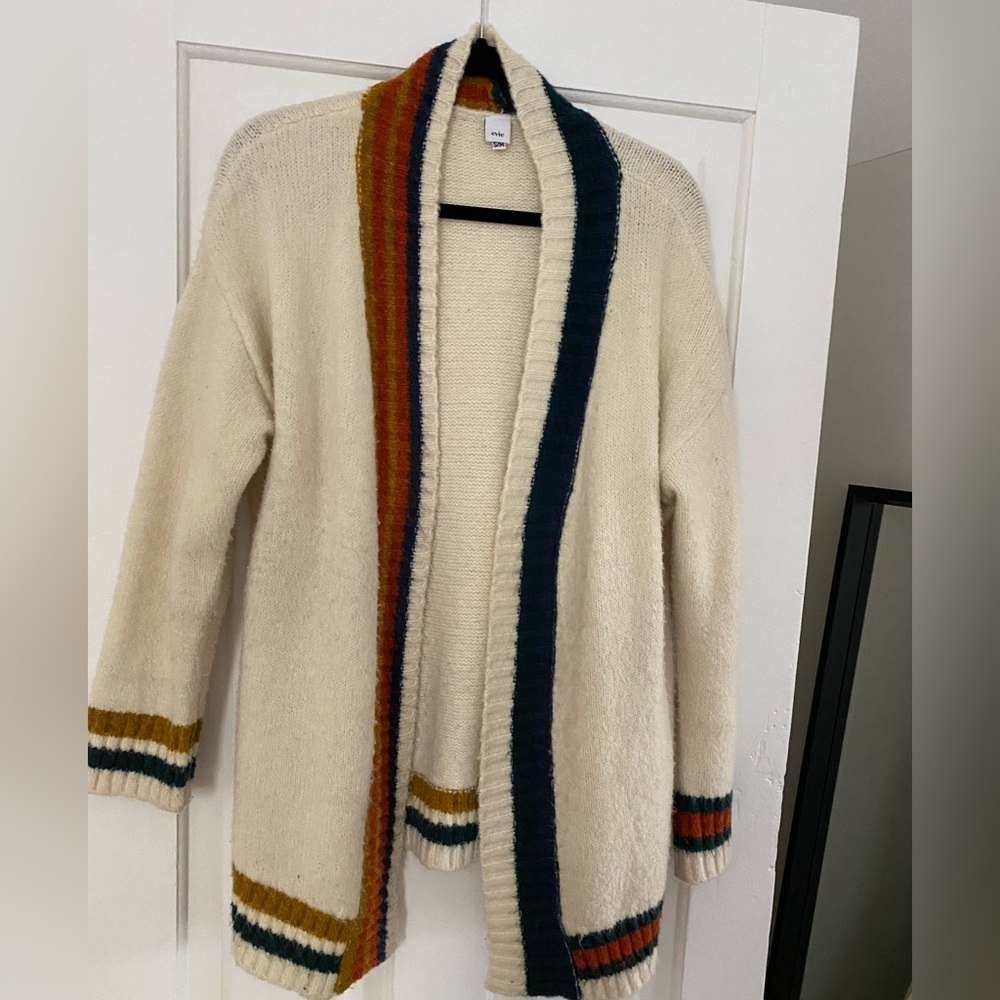 Cream cardigan with coloured trim size S